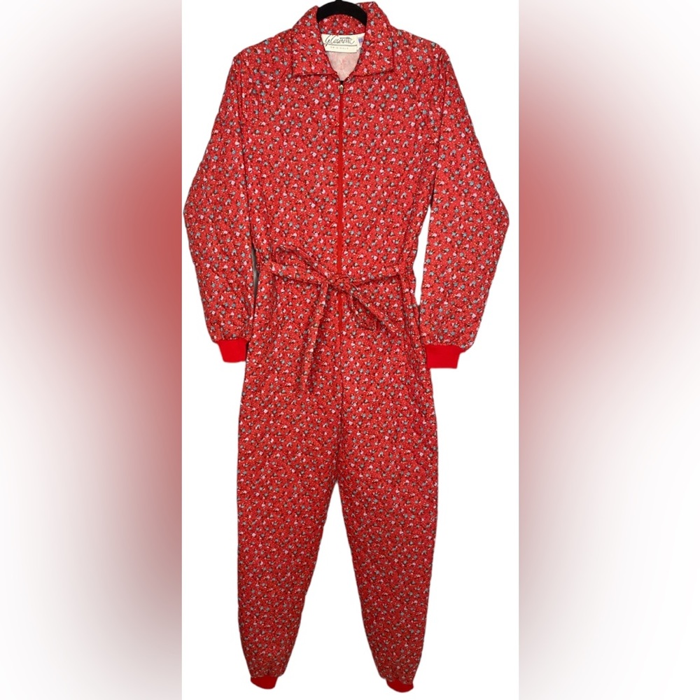 G. Caserotti Quilted Floral Jumpsuit Vintage XS